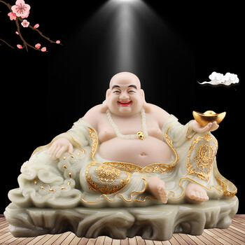 笑口常开弥勒佛笑佛大肚佛 黄玉汉白玉佛像弥勒佛笑佛大肚佛宽体