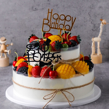 双层欧式水果生日蛋糕模型仿真2021新款塑胶假蛋糕橱窗摆设样品 柠檬