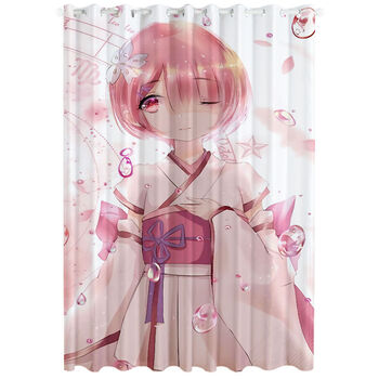 岁柏香 窗帘动漫二次元卡通动漫康娜蕾姆初音卧室客厅飘窗短帘成品