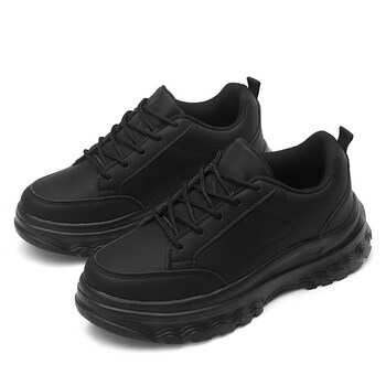 宁寕新款内增高老爹鞋女鞋超轻大码皮面甜美公主休闲运动鞋女黑色39