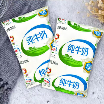 伊利无菌枕纯牛奶240ml*12袋学生营养早餐牛奶 无菌枕牛奶240ml*12袋