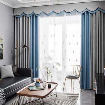欧芬莱ofenlai全遮光2021新款轻奢拼接风窗帘卧室北欧现代简约客厅