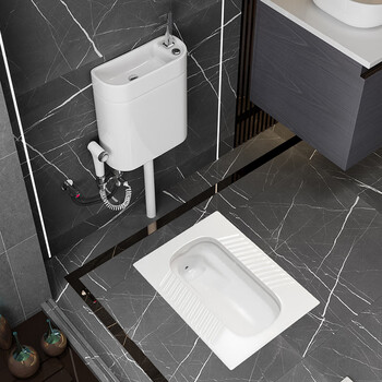 式蹲便器蹲坑套装水箱厕所防臭p2魁荟 h-142c款无弯后排 968陶瓷水箱