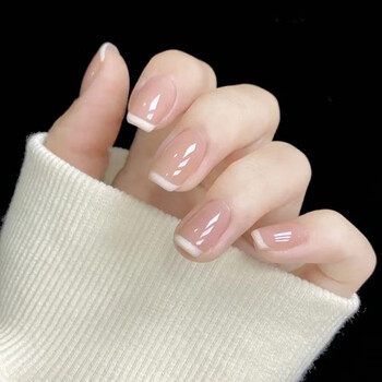 纯手工裸色法式美甲学生上班族日常美甲穿戴甲夏天新款短款可拆卸 裸