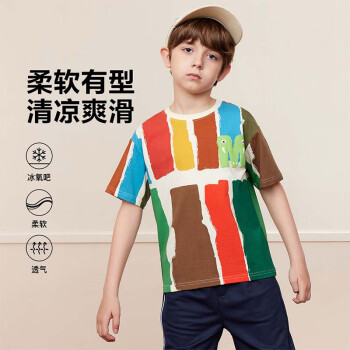 MQD 马骑顿 冰氧吧系列 23年新款 男童短袖印花T恤