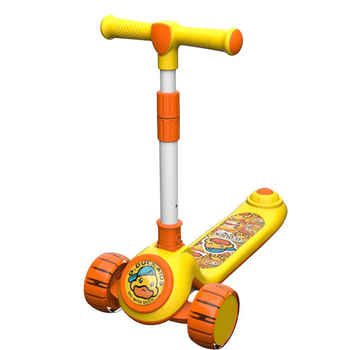 鹰豪儿童滑板车带坐垫带灯光闪光轮带音乐可调档折叠适合2岁以上 黄色