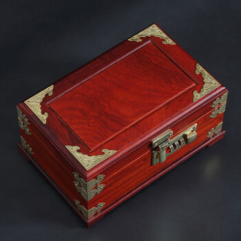 ご仙伦谈红木首饰盒结婚手饰盒首饰箱珠宝箱子双层中式古风带锁首饰
