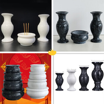 石花瓶一对天然汉白玉大理石材石头青石烛台插花祭祀墓地香炉奥琅石苑花瓶高17厘米一对白色 图片价格品牌报价 京东