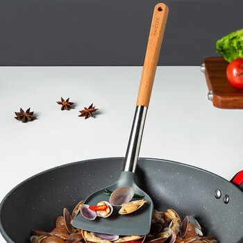 硅胶锅铲 不粘锅炒铲 木柄铲炒锅煎锅铲子 平底锅专用炒菜铲 耐 锅铲