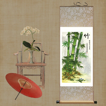 绿竹画国画花鸟画客厅装饰画竹子挂画玄关风水画礼品竹子壁画红色170 70 图片价格品牌报价 京东