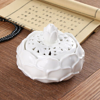 瑞琴莲花香薰炉檀香炉香插香座卧室佛堂摆件陶瓷家用室内熏香炉盘香炉