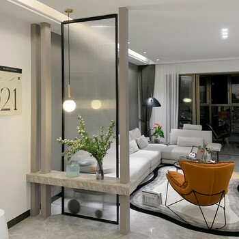 网红轻奢长虹玻璃入户玄关进门屏风客厅遮挡现代流行玻璃隔断极简