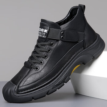 春秋冬新款加绒男士休闲皮鞋高帮鞋男手工上线复古潮流工装靴男6605