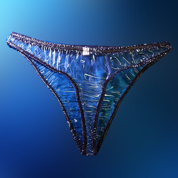 2021春新款性感诱惑超薄透明三角裤女塑料pvc紧身包臀内裤情侣裤 无色