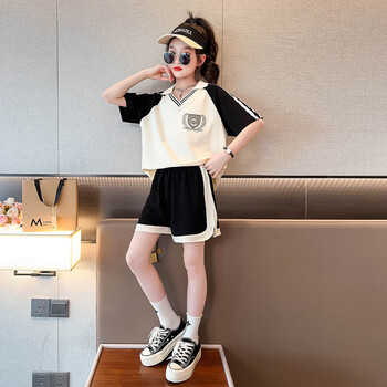 左别小学生衣服女9-12岁时尚装夏季童套夏款2023儿童时髦短袖洋气大童