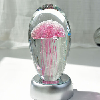 绿野客水母灯水晶球儿童生日礼物发光水母琉璃玻璃水晶球夜光灯工艺品