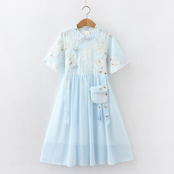 予彼女大童汉服1215岁夏季长裙童夏装连衣裙雪纺超仙旗袍孩古风公主