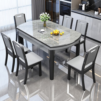 谛豪诺2023新款岩板餐桌椅组合现代简约轻奢简约舒适潮流家用伸缩折叠
