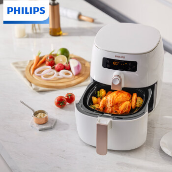 飞利浦（PHILIPS）空气炸锅 家用4L以上不用翻面 双层锅体易清洗 减少90%油脂 全自动7倍速热HD9741/61