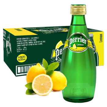 巴黎水(perrier)法国原装进口气泡水青柠桃子原味西柚草莓柠檬味整箱