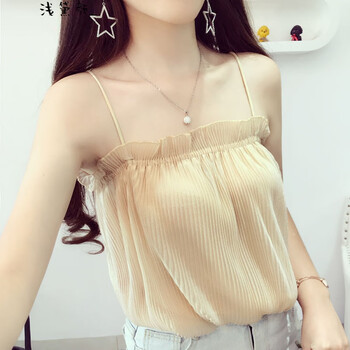 300斤雪纺性感吊带背心女夏季港味露肩外穿内搭上衣200杏色m码80100斤