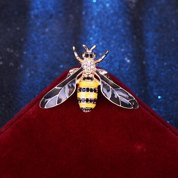 月蝶(yuedie)男士胸针 复古小蜜蜂胸针 彩色合金胸章 领针两用款 西装