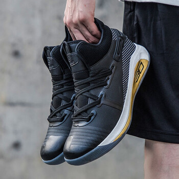 簇野apl篮球鞋高帮男减震战靴nba禁穿2023春新款curry6球鞋男 黑白金6