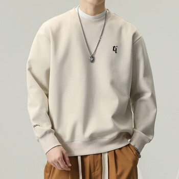 pgku几冠卫衣男春秋款重磅套头外套休闲无帽上衣潮牌杏色卫衣m