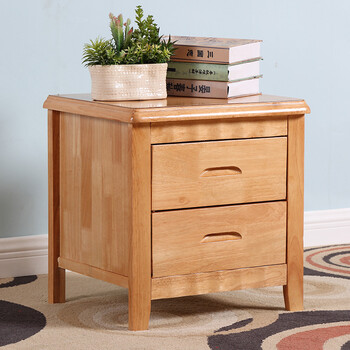 简约现代橡木带锁整装迷你带抽屉式床边储物收纳柜 榉木色标准加厚款