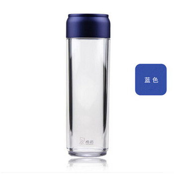 
                                        希诺随手杯 塑料杯太空杯男女士水杯便携茶杯 带盖杯子 蓝色 405ML                