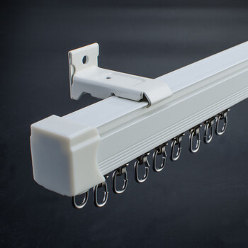 窗帘轨道顶装滑轮侧装滑道单轨道魔术贴弯曲双轨道架子弯轨白色 自主