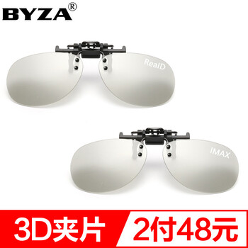 百飒/BYZA 3D近视夹片 3D电影院近视眼专用偏光夹片偏光眼镜 ReaID+IMAX格式（2付装） 均码