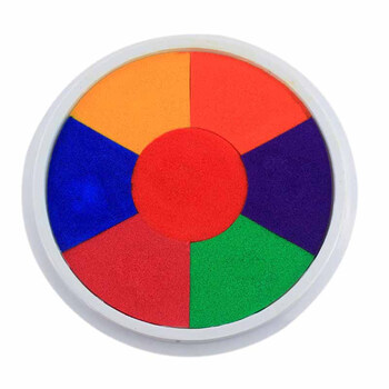 画水洗签到印台 绘画涂鸦海绵滚轮刷套装印章多款可选 大号七色1个