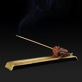 纯铜香插 招财金蟾创意香炉 居室线香香薰香插托禅意香炉