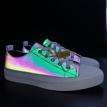 变色龙鞋变色龙反光帆布鞋男发光高帮鞋1970s夜魔侠网红鞋荧光潮鞋子