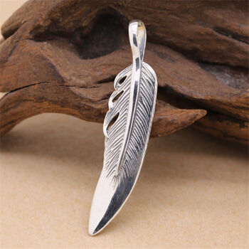 925银吊坠 复古羽毛吊坠 男女生日礼物羽毛项坠