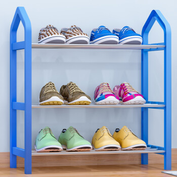 林仕屋（LINSI HOUSE） 简易鞋架多层家用收纳鞋柜现代经济型组装防尘鞋架子 蓝色【宽42cm*高45cm】