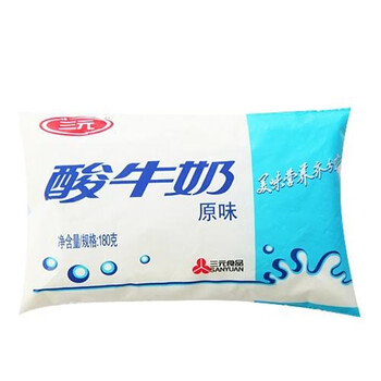 三元风味酸奶原味12袋装 单袋180g 牛奶乳品 产地直发by