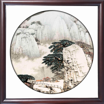 装饰画客厅现代卧室餐厅有框红实木山水墨花鸟风景远园圆景多图案田园 D 50*50cm/幅