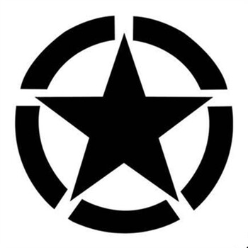 后视镜改装饰贴花 二战五角星车贴 反光贴膜 40cm*40cm黑色