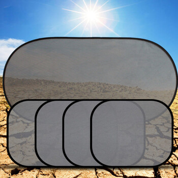 乐往 汽车夏季清凉网纱遮阳挡5件套 吸盘外置遮阳挡 后置伸缩前档后档侧挡 通用遮阳板