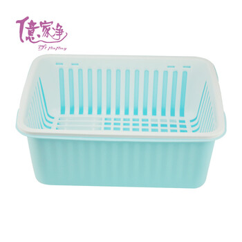 象顺 带盖欧式沥水碗架 沥水碗篮餐具收纳盒 沥水碗篮+盖子+浅蓝色