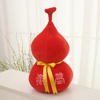 新款毛绒玩具公仔葫芦抱枕大号可爱四面弹软体羽绒棉福禄礼品 红色 40