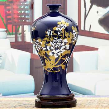 骁熊创意家居 中国红装饰花瓶摆件客厅插花器 景泰蓝美人醉