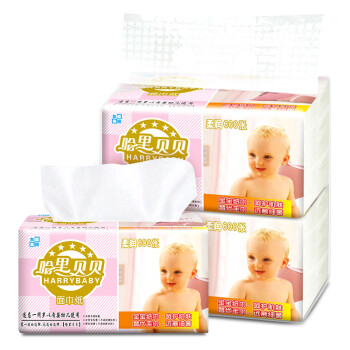 顺清柔 哈里贝贝系列母婴宝宝适用纸巾 4层200抽*2包抽取式软抽面巾纸（中规格）