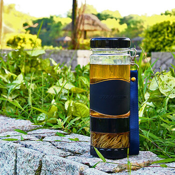 宜加美塑料水杯500ml 透明杯子过滤网茶杯旅行杯A26 A26 黑色500ML
