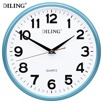 迪翎(diling) 钟表挂钟客厅圆形12英寸挂表卧室静音简约现代电子钟