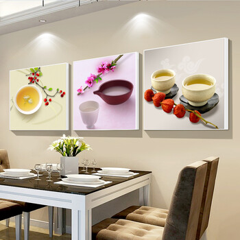 餐厅装饰画现代简约无框画冰晶玻璃微框壁画厨房挂画水果小清新 008款