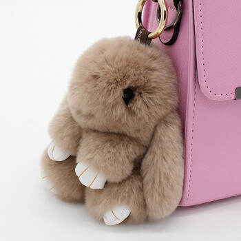 萌萌兔毛绒小兔子包包汽车挂件挂饰 卡其色大号