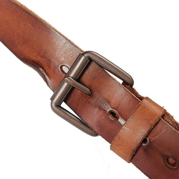 花花公子新款男士水洗做旧皮带 棕色 106cm